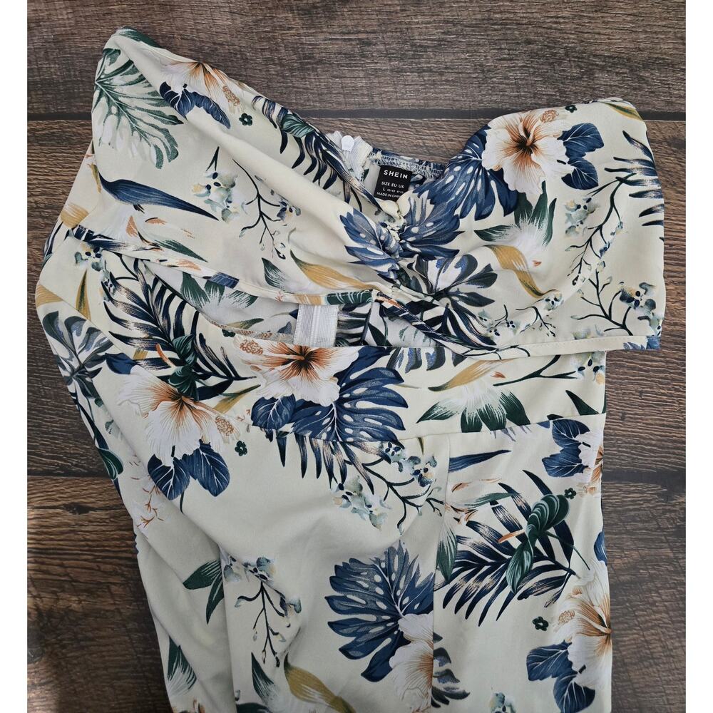SHEIN Tropical Floral Strapless Cutout Midi Dress – Large (US 8/10) - Picture 5 of 7